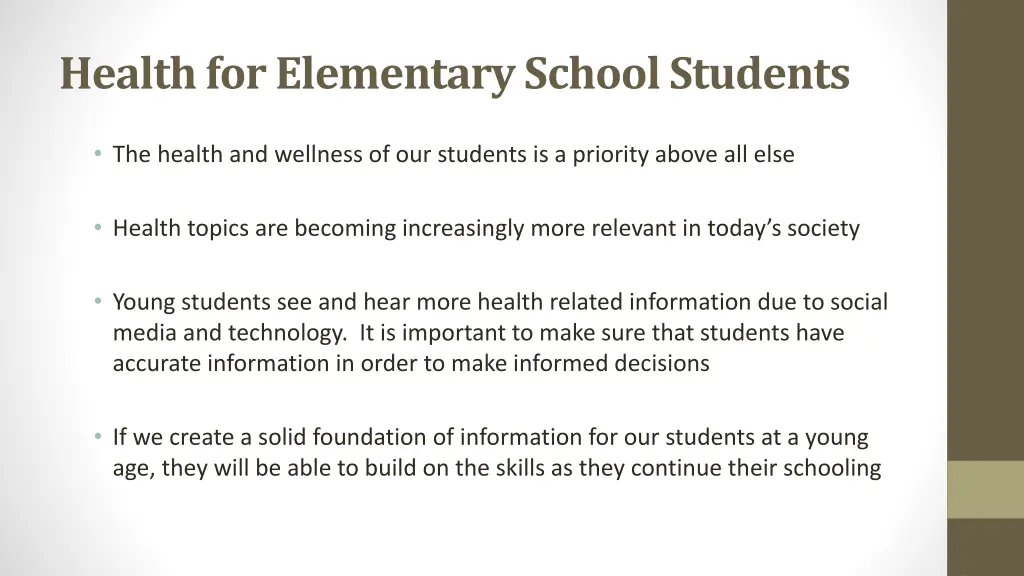 health for elementary school students