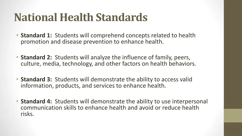 national health standards