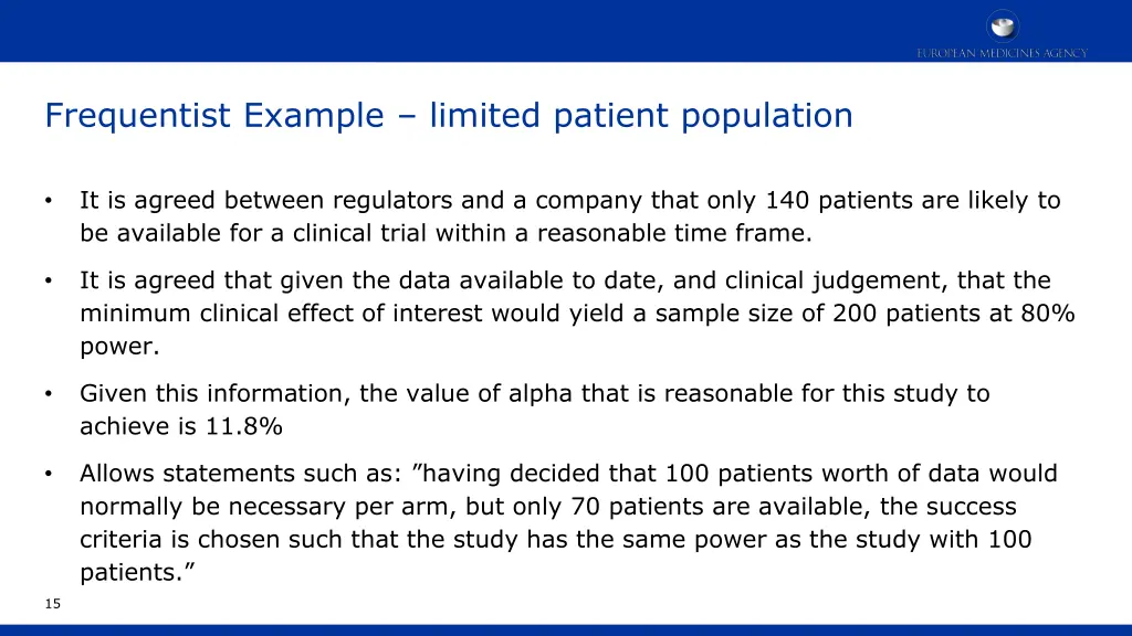 frequentist example limited patient population