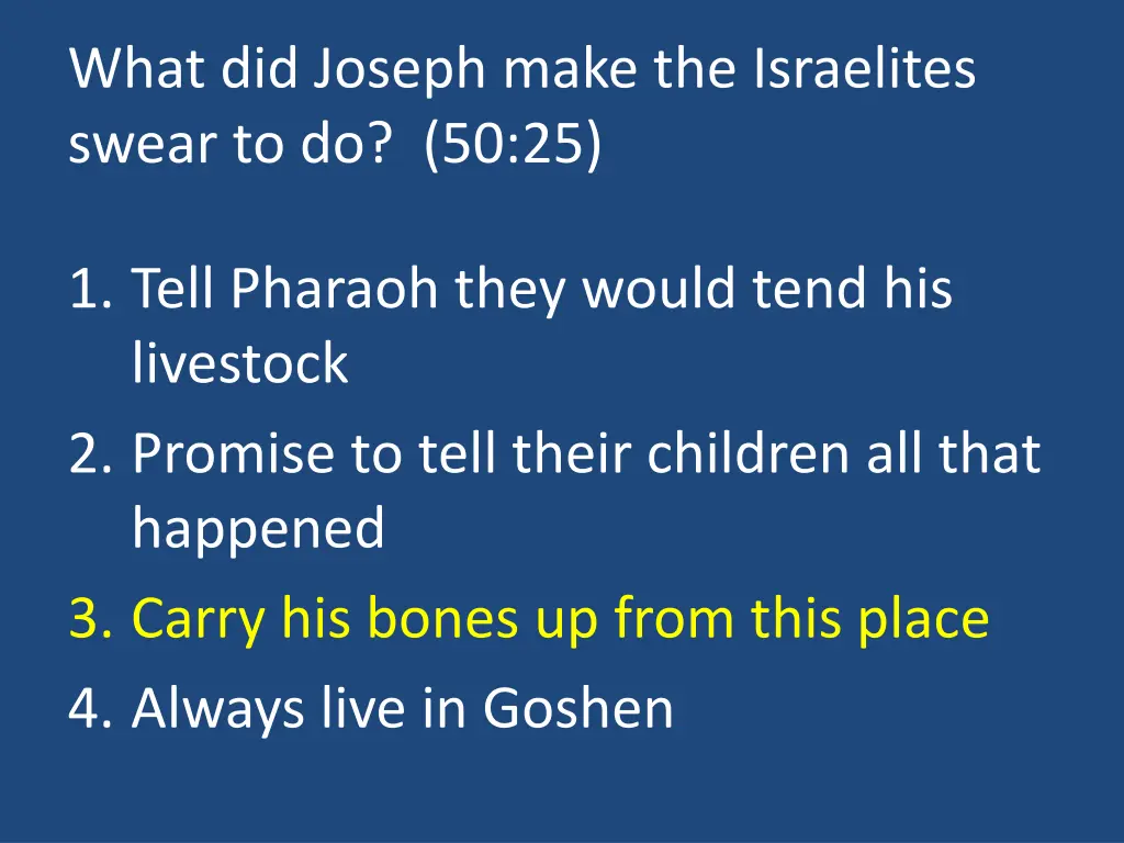 what did joseph make the israelites swear 1