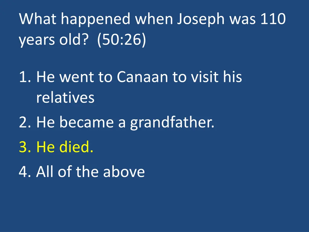what happened when joseph was 110 years old 50 26 1