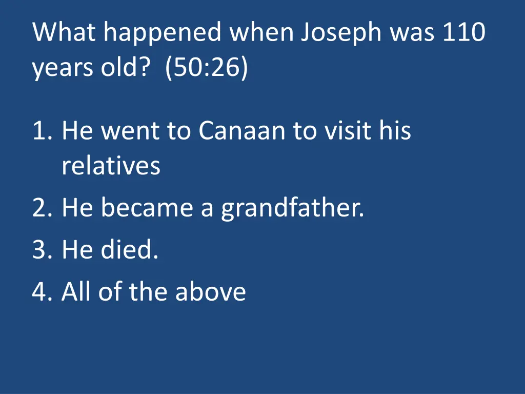 what happened when joseph was 110 years old 50 26