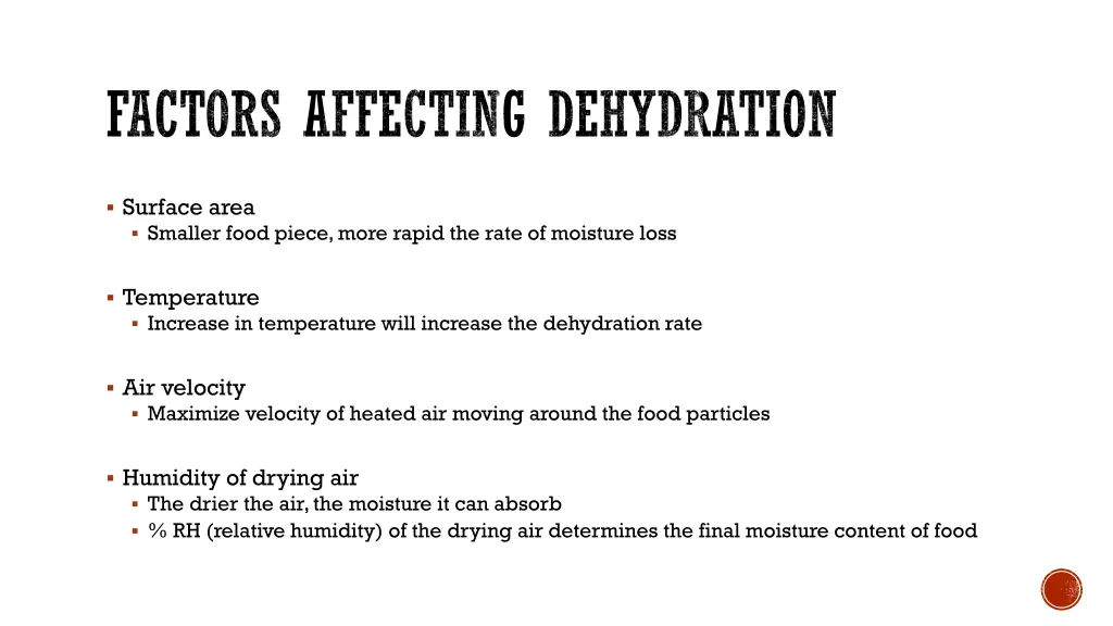 factors affecting dehydration