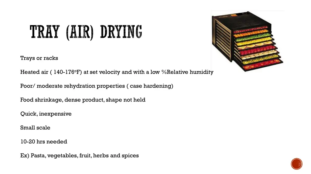 tray air drying