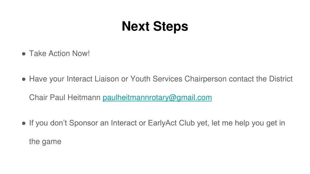 next steps