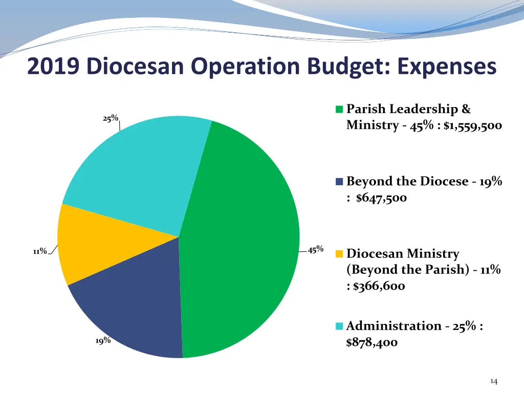 2019 diocesan operation budget expenses