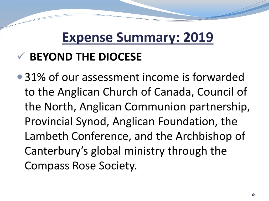 expense summary 2019 beyond the diocese