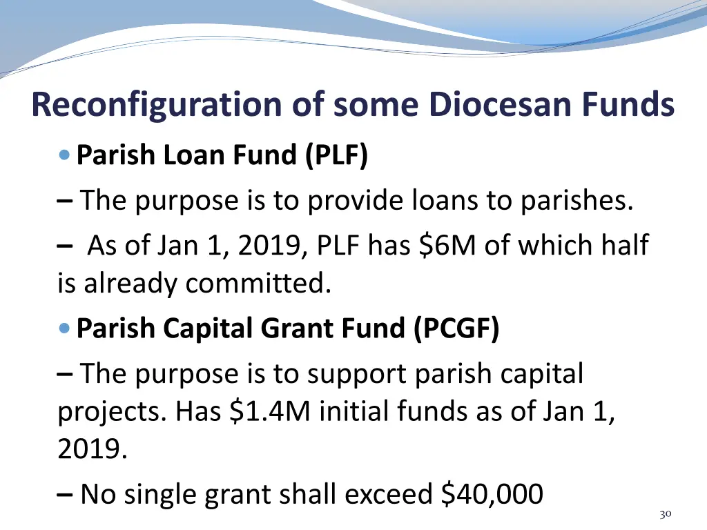 reconfiguration of some diocesan funds 4