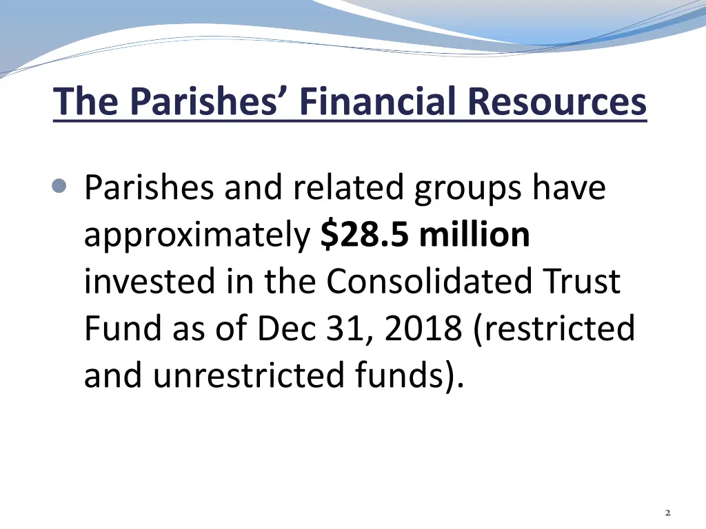 the parishes financial resources