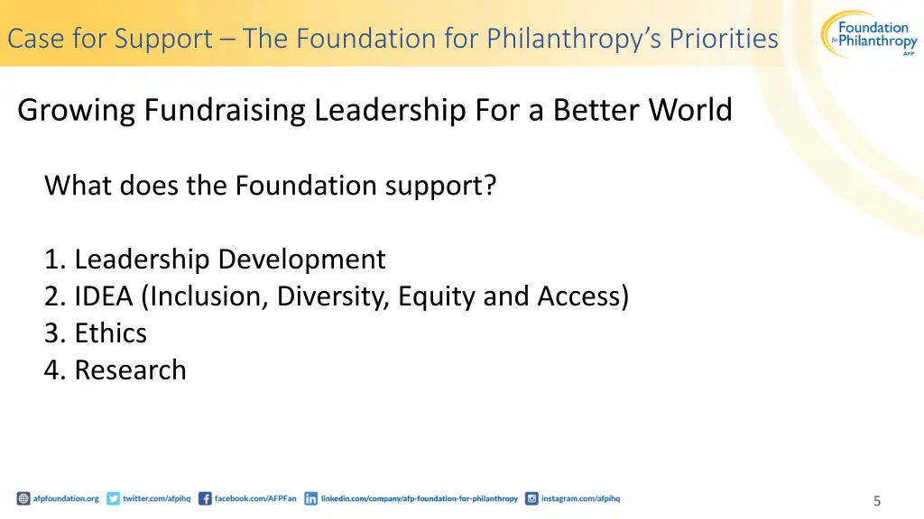 case for support the foundation for philanthropy