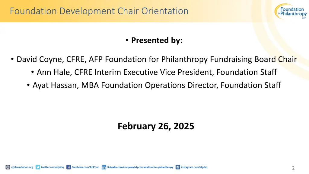 foundation development chair orientation
