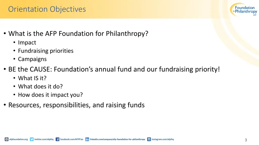 orientation objectives