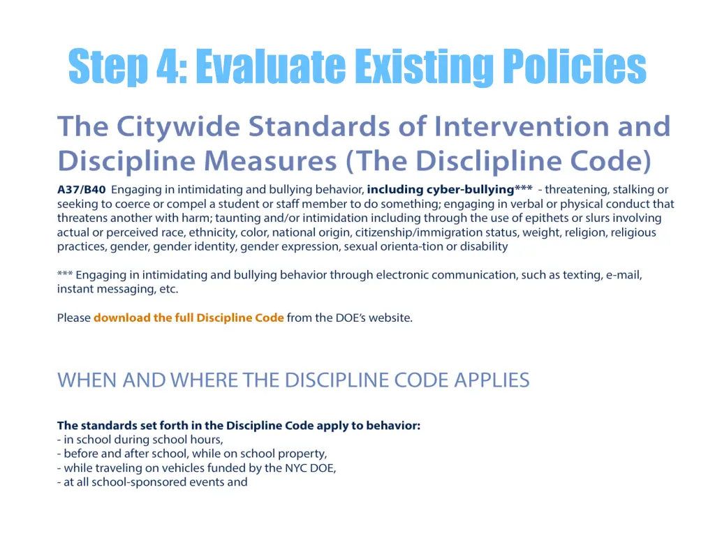 step 4 evaluate existing policies