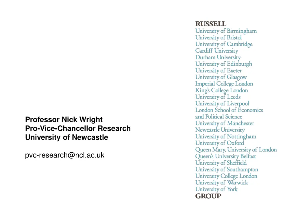 professor nick wright pro vice chancellor