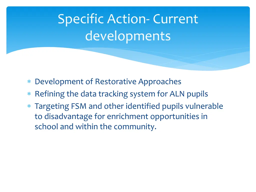 specific action current developments