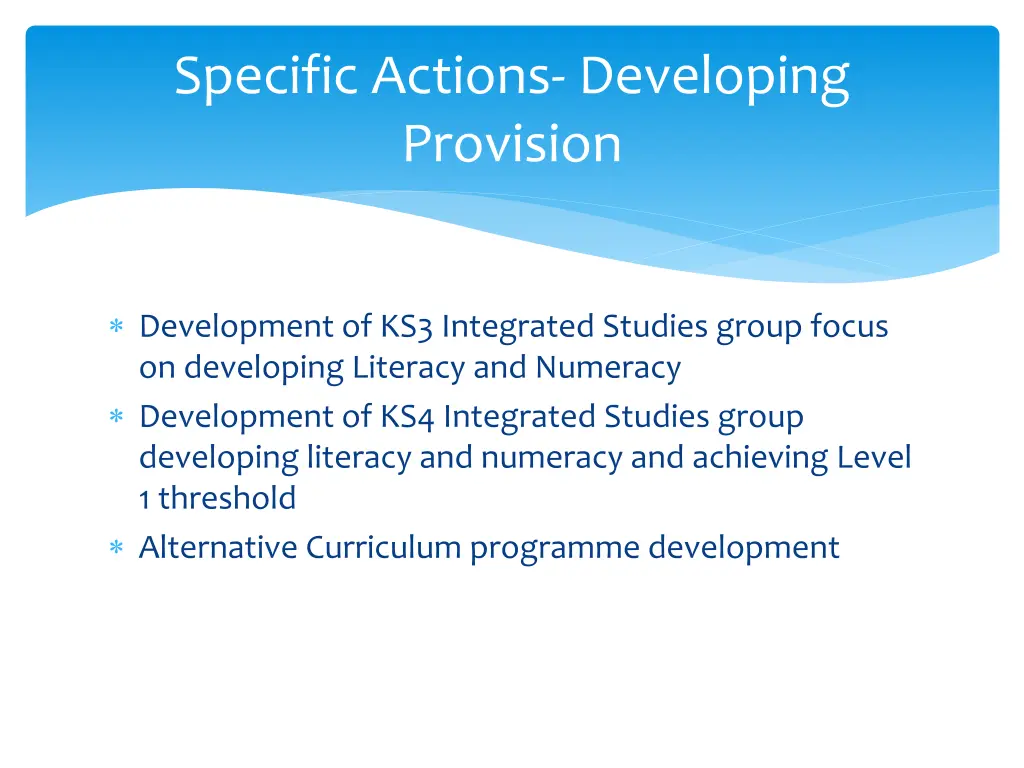 specific actions developing provision