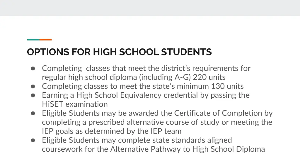 options for high school students