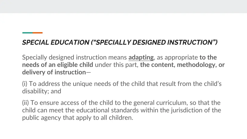 special education specially designed instruction