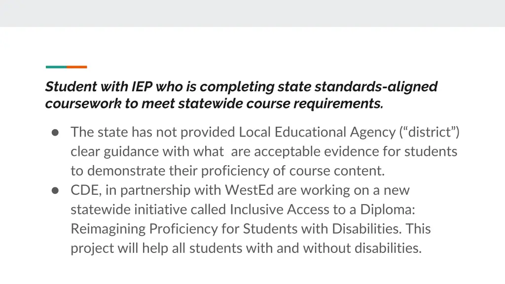 student with iep who is completing state