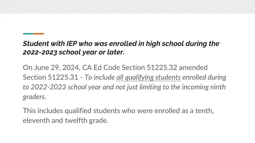 student with iep who was enrolled in high school