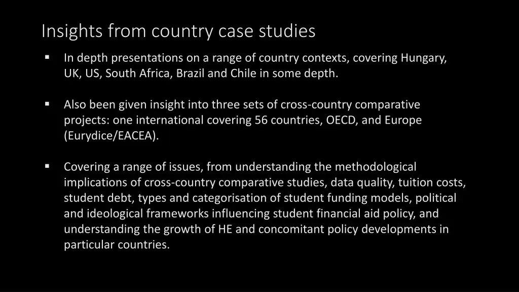 insights from country case studies