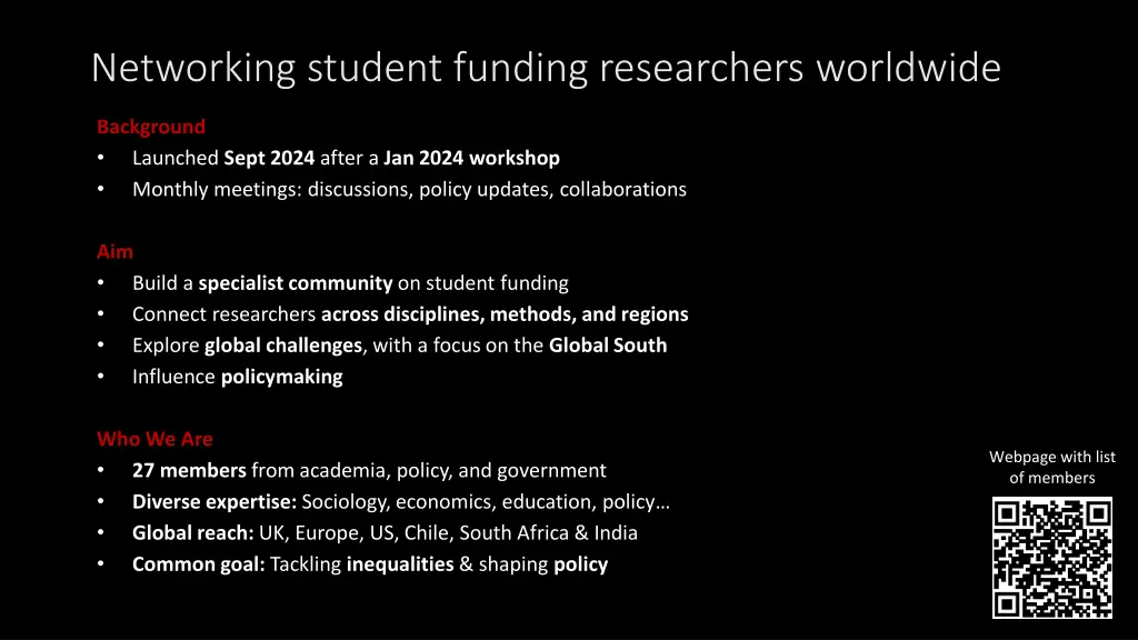 networking student funding researchers worldwide