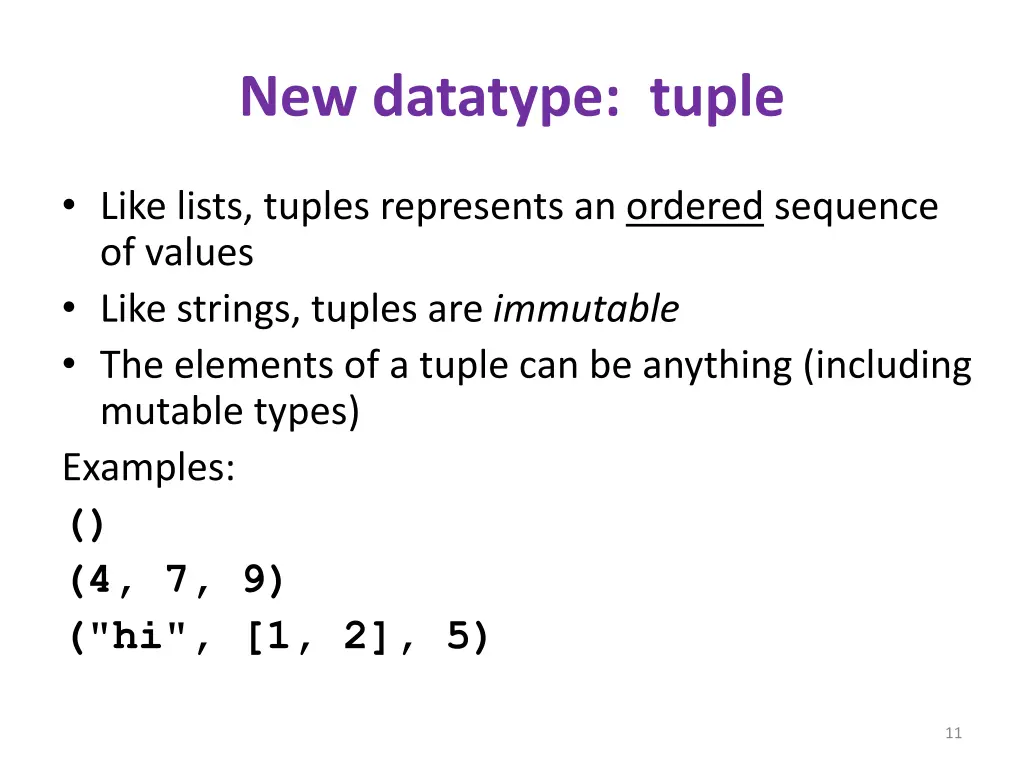 new datatype tuple