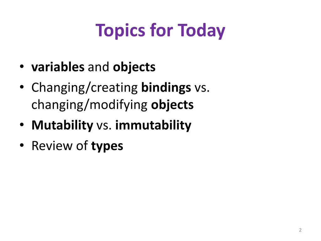 topics for today