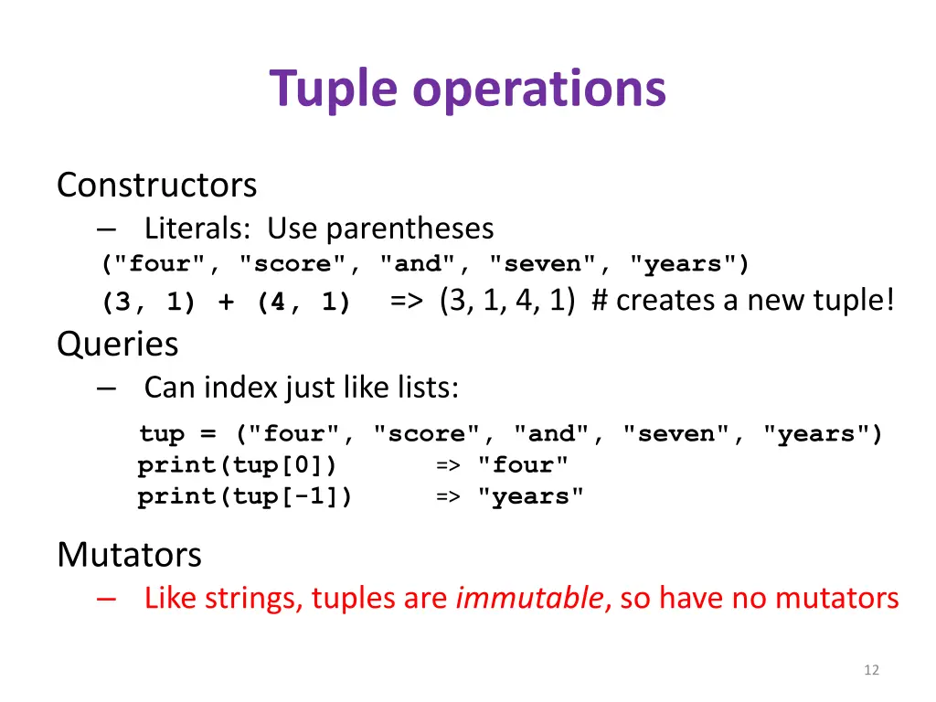 tuple operations