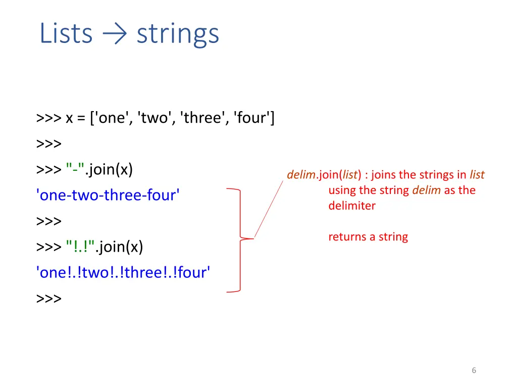 lists strings