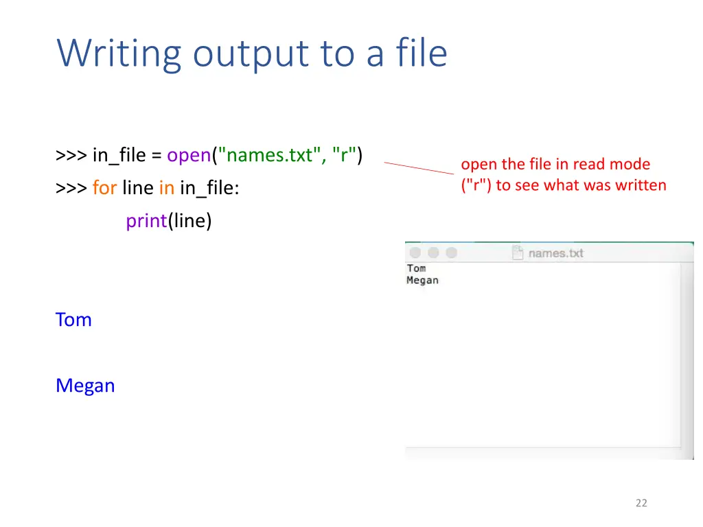 writing output to a file 2