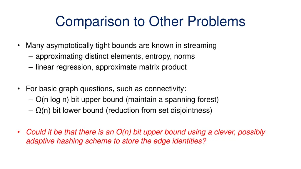 comparison to other problems