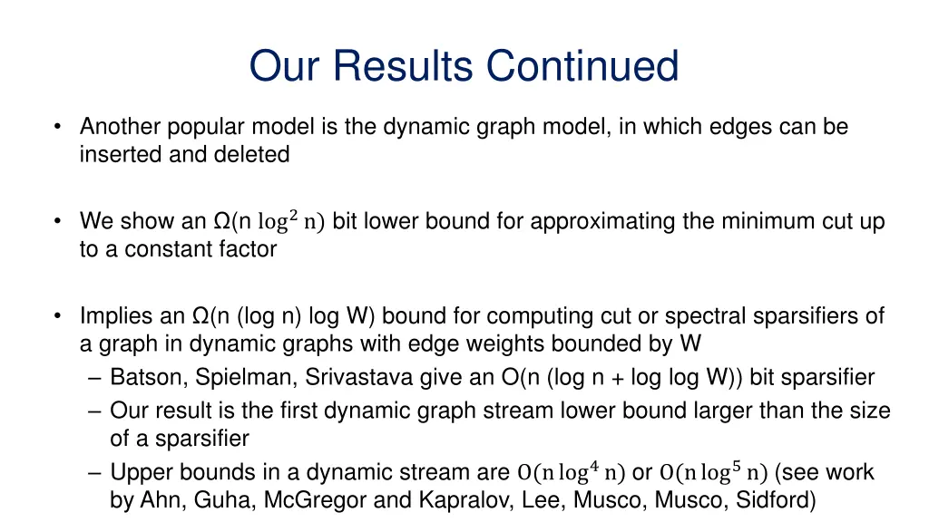our results continued