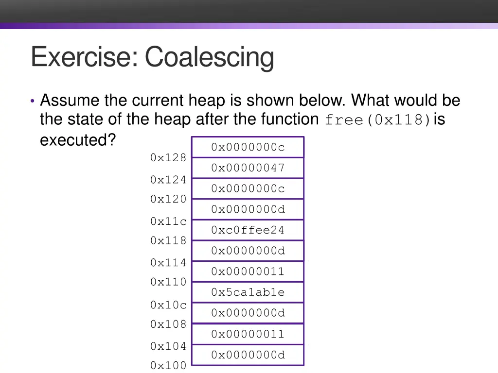 exercise coalescing