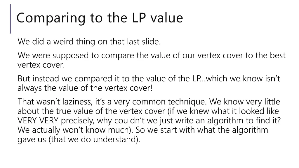 comparing to the lp value