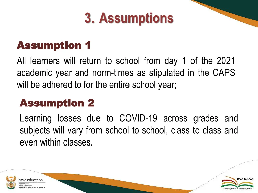 3 assumptions