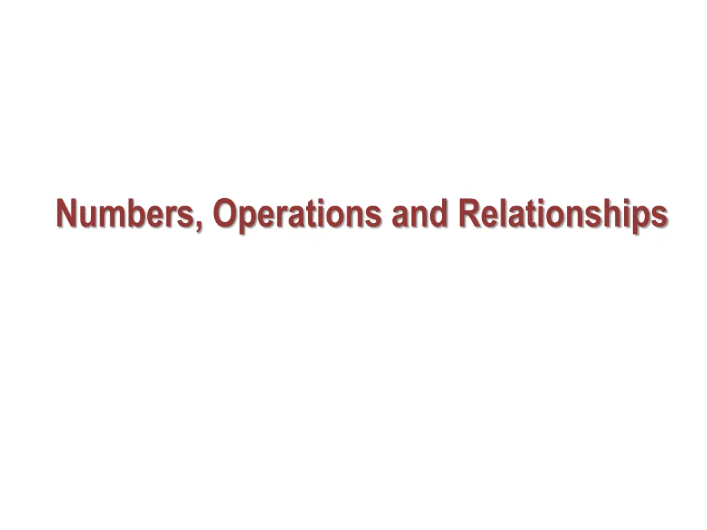 numbers operations and relationships