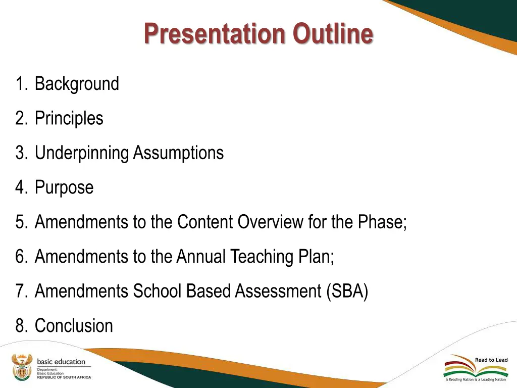 presentation outline