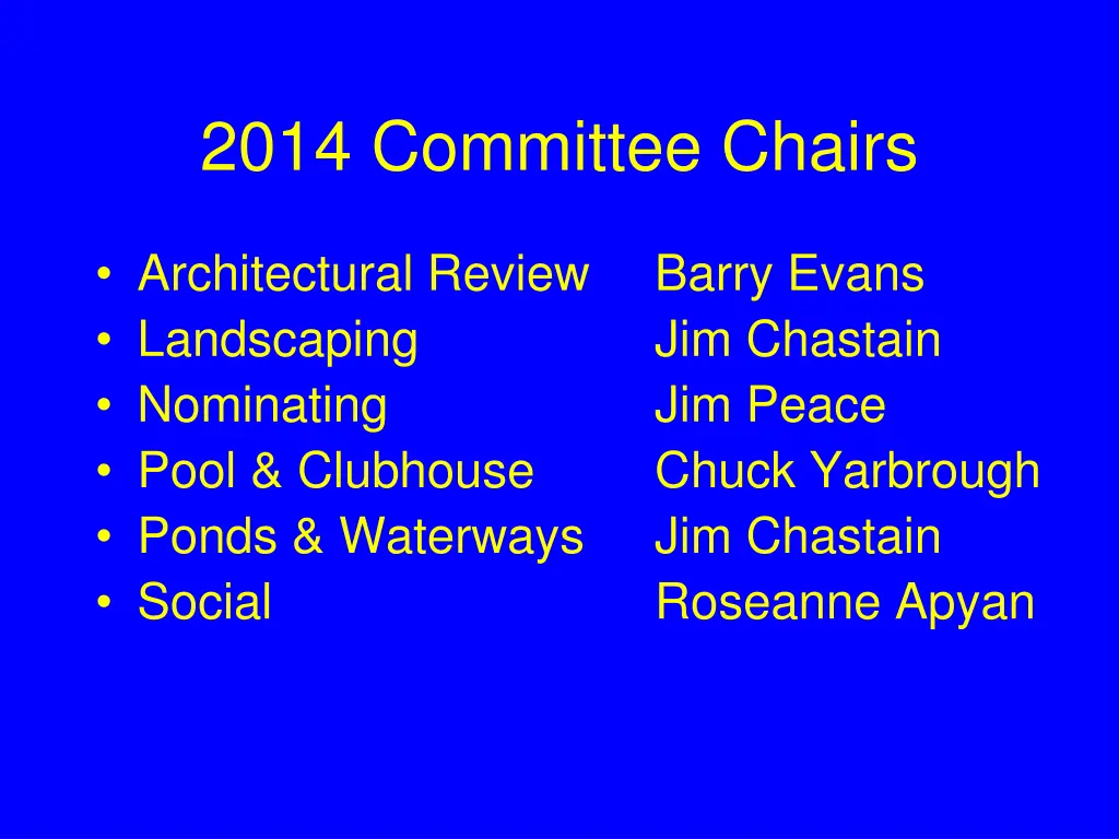 2014 committee chairs