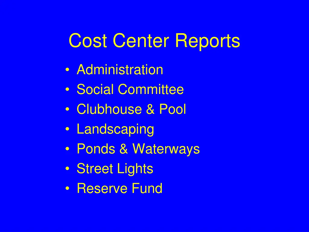 cost center reports