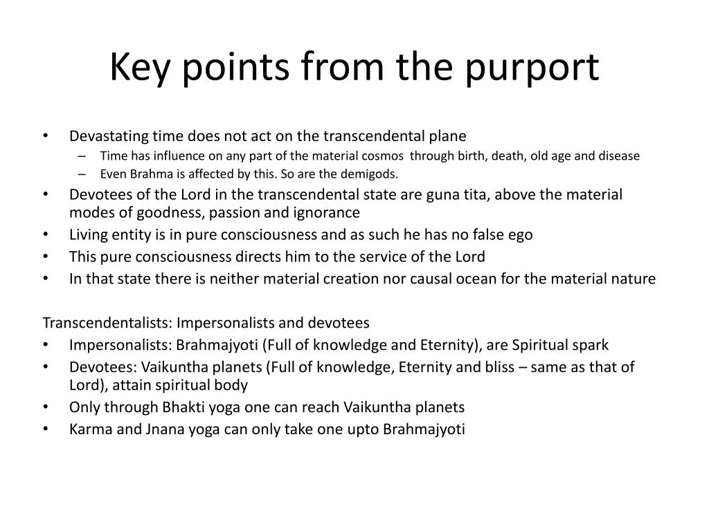 key points from the purport 2
