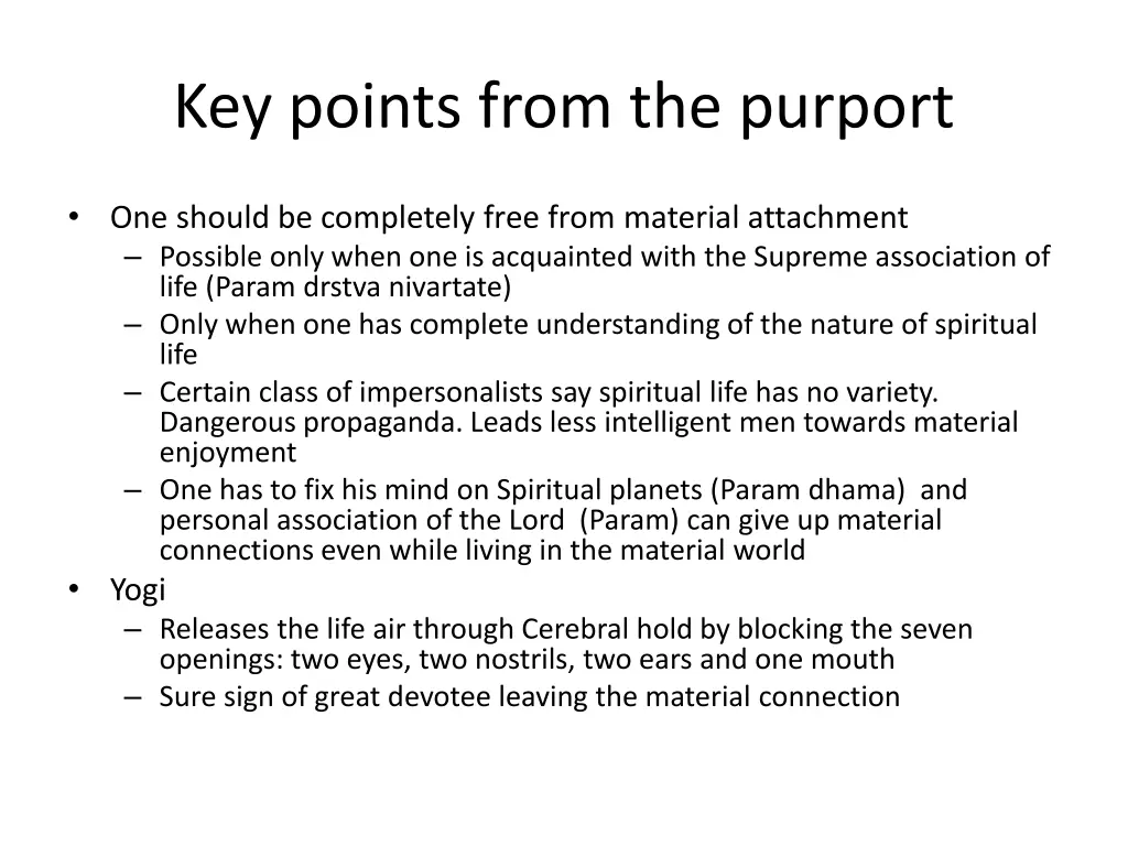 key points from the purport 4