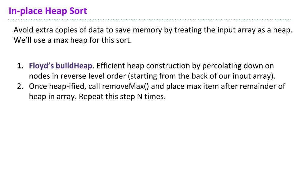 in place heap sort 1