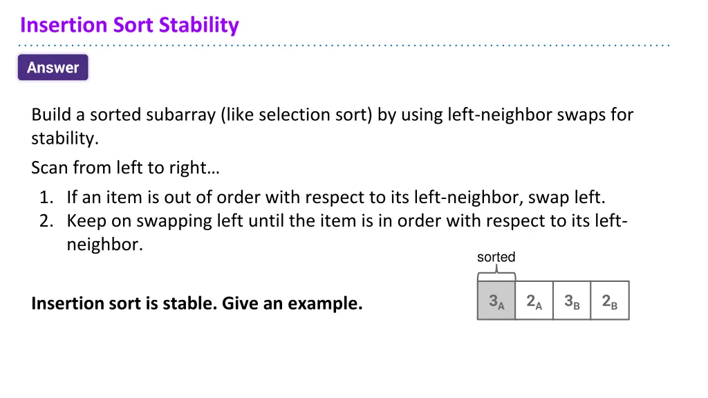 insertion sort stability 2