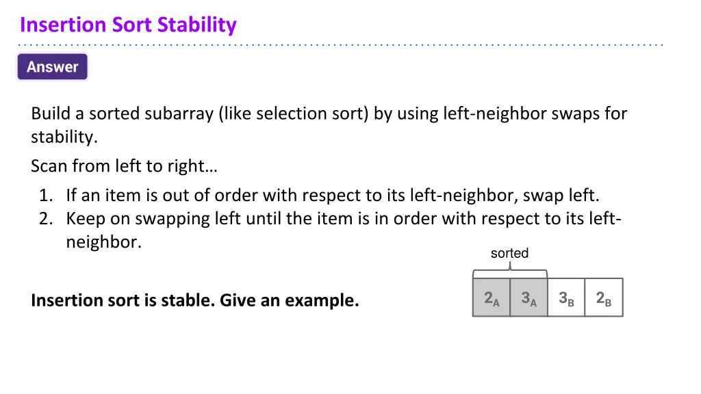 insertion sort stability 3