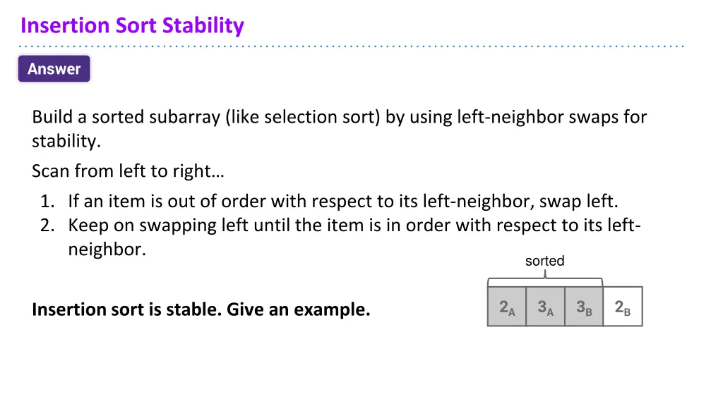 insertion sort stability 4