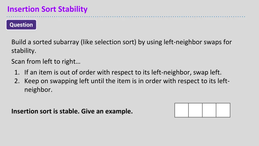 insertion sort stability