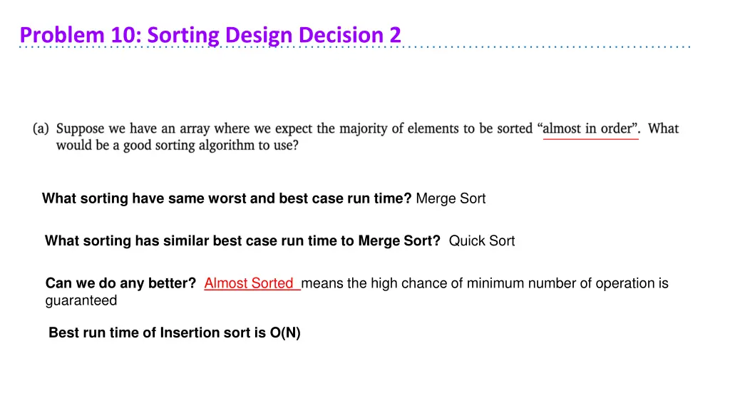 problem 10 sorting design decision 2 1