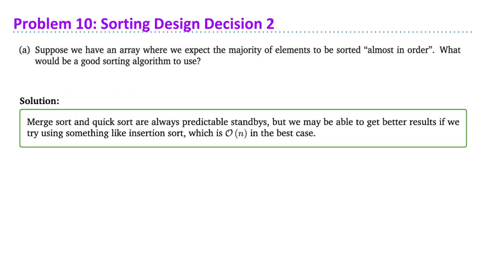 problem 10 sorting design decision 2 2