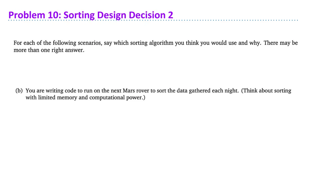 problem 10 sorting design decision 2 3